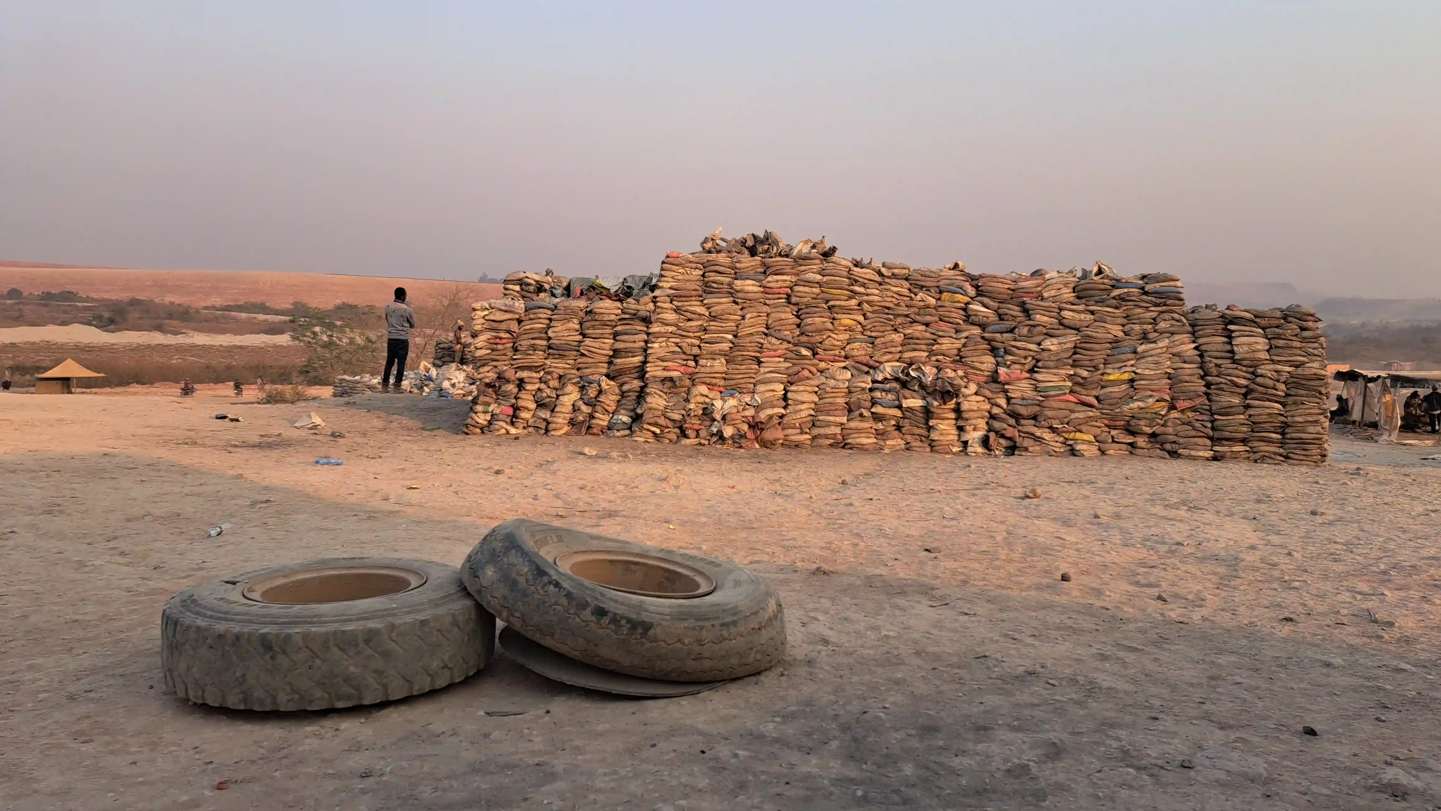 Bags of raw cobalt at the UTK artisanal quarry in Kolwezi. Image by Didier Makal.